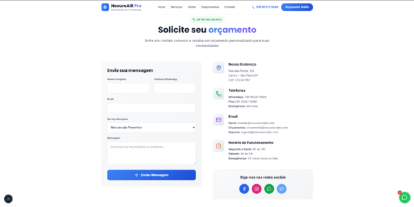 site profissional para empresas de ar condicionado — pronto para uso! (cópia)