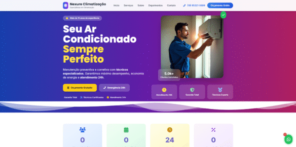 site profissional para manuntenção de ar condicionado — pronto para uso!
